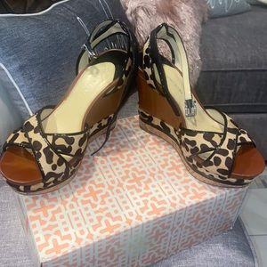 Worn once leopard wedges